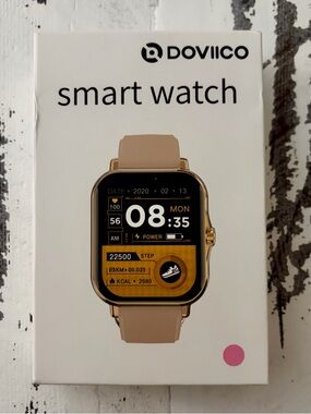 Pink Smart Watch with Gold Case - Fitness Tracker